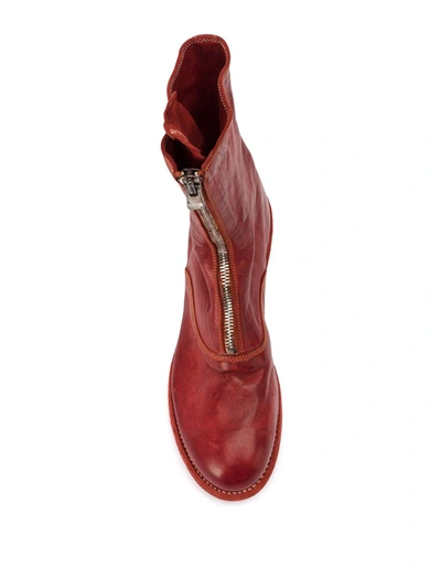 Guidi Zipped Ankle Boots In Red