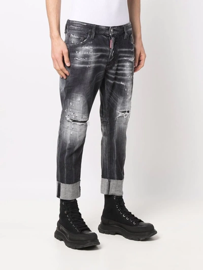 Dsquared2 Distressed-finish Denim Jeans In Schwarz