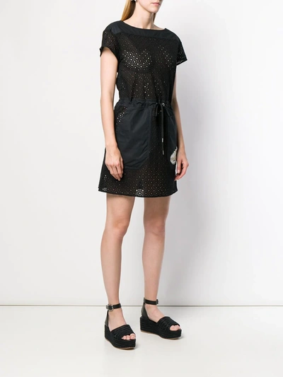 Shop Love Moschino Perforated Dress In Black