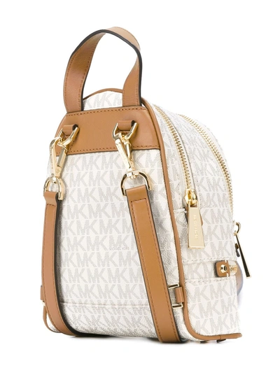 Shop Michael Michael Kors Mini Zip Backpack In Neutrals