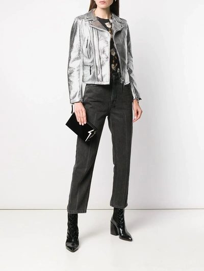 Shop Giuseppe Zanotti Berlyn Biker Jacket In Silver