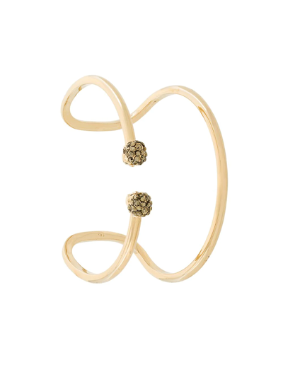 Shop Alexander Mcqueen Double Wrap Skull Cuff In Gold