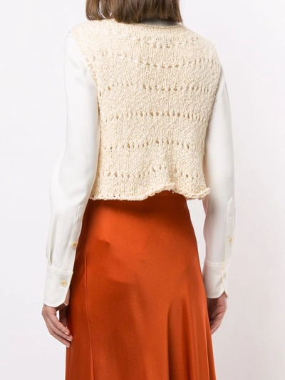 Shop Voz Knitted Crop Top In Neutrals