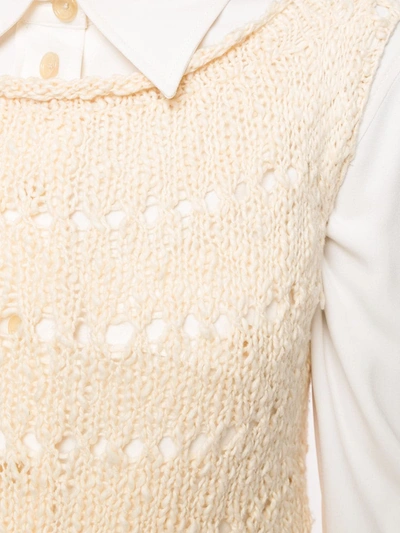 Voz Knitted Crop Top In Neutrals