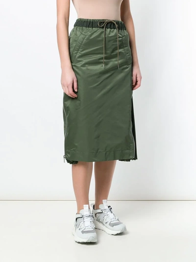 Shop Sacai Elasticated Waist Skirt In Green
