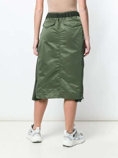 Shop Sacai Elasticated Waist Skirt In Green