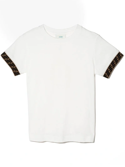 Shop Fendi Ff-motif Trim T-shirt In White