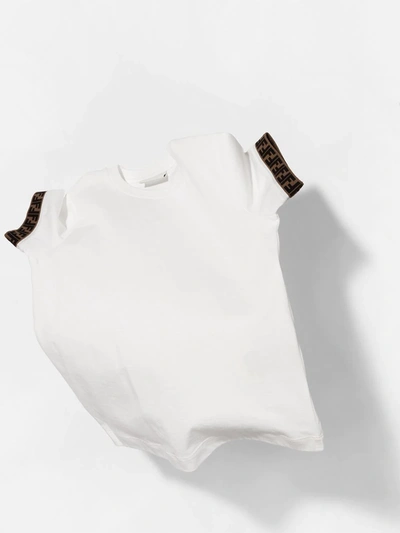 Shop Fendi Ff-motif Trim T-shirt In White