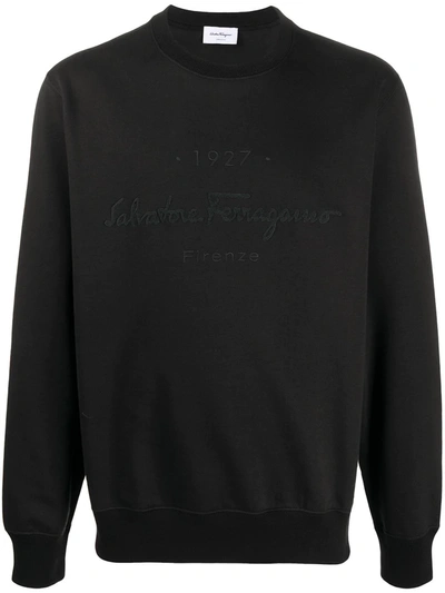 Shop Ferragamo 1927 Logo-embroidered Sweatshirt In Black