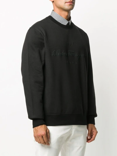 Shop Ferragamo 1927 Logo-embroidered Sweatshirt In Black