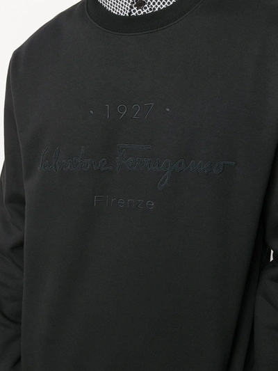 Shop Ferragamo 1927 Logo-embroidered Sweatshirt In Black