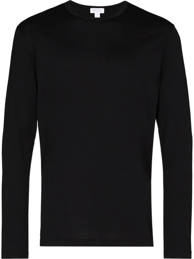 Sunspel Cotton Loopback Sweatshirt In Black