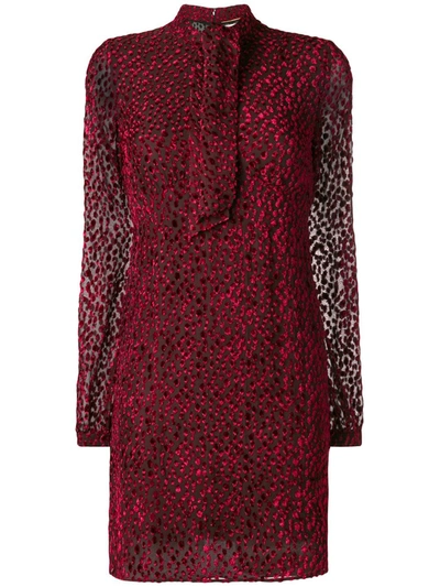 Shop Saint Laurent Devoré Mini Dress In Red