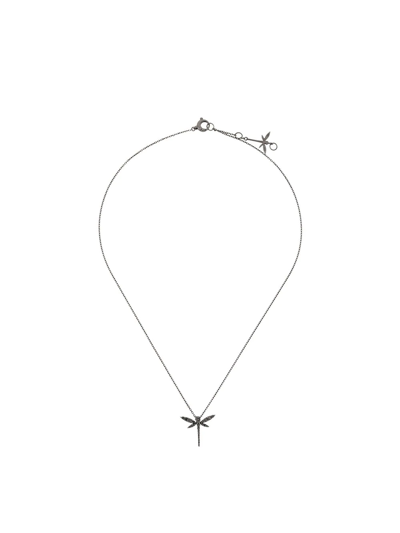 Shop Anapsara 18kt White Gold Diamond Mini Dragonfly Necklace In Black