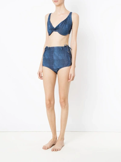 Amir Slama High Waist Denim Bikini Set In Blue