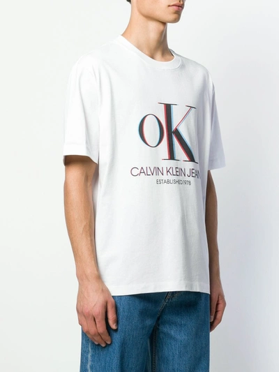 Shop Calvin Klein Jeans Est.1978 Ok Logo T-shirt In White