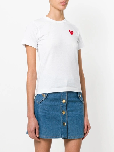 Comme Des Garçons Play White Red Heart Short Sleeve T-shirt In White