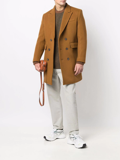 Shop Ader Error Double-breasted Tailored Coat In 褐色