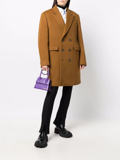 Shop Ader Error Double-breasted Tailored Coat In 褐色