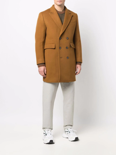 Shop Ader Error Double-breasted Tailored Coat In 褐色