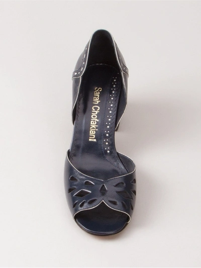 Sarah Chofakian Chunky Heel Sandals In Blue