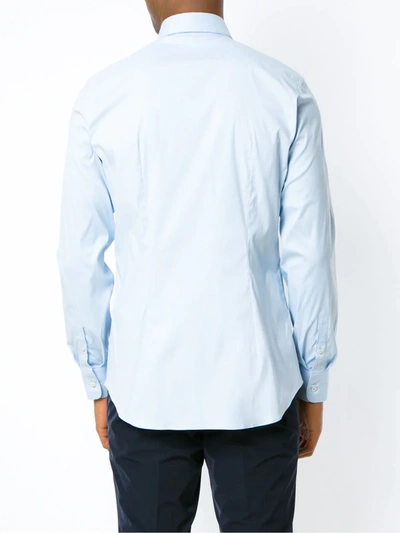 Shop Prada Slim-fit Poplin Shirt In Blue