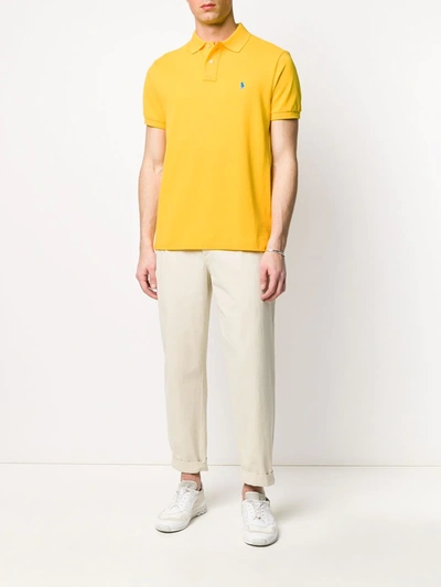 Shop Ralph Lauren Embroidered Logo Polo Shirt In Yellow