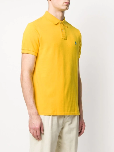 Shop Ralph Lauren Embroidered Logo Polo Shirt In Yellow