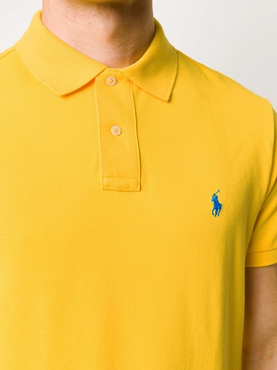 Shop Ralph Lauren Embroidered Logo Polo Shirt In Yellow