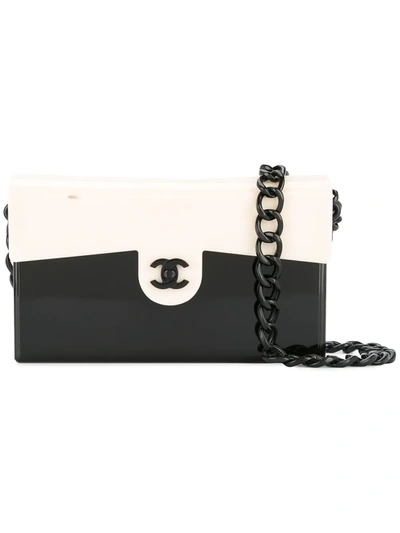 Pre-owned Chanel 2001 Two-tone Chain Shoulder Bag In White