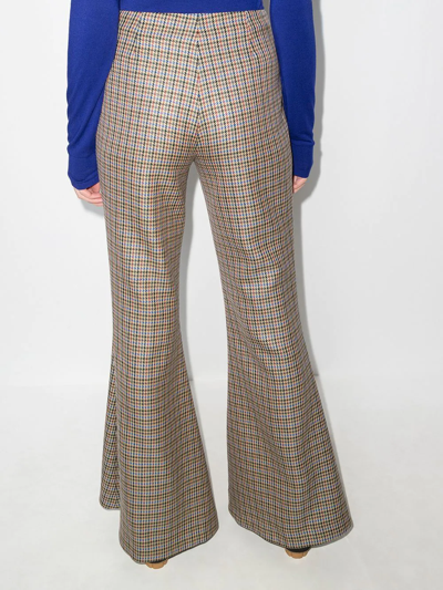 Stella Mccartney Houndstooth-pattern Flared Trousers In Neutrals