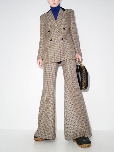 Stella Mccartney Houndstooth-pattern Flared Trousers In Neutrals