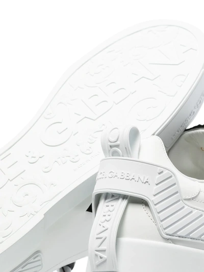 Shop Dolce & Gabbana Portofino Leather Sneakers In White