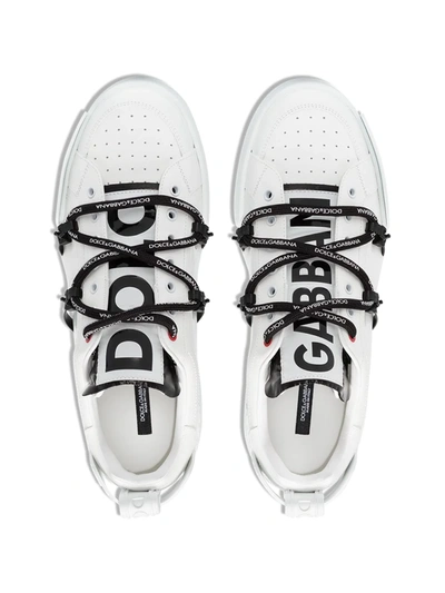 Shop Dolce & Gabbana Portofino Leather Sneakers In White