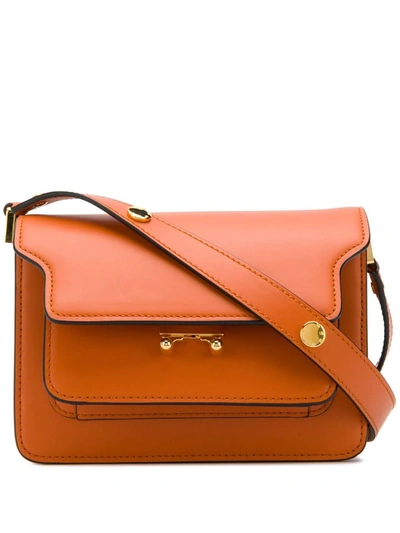 Shop Marni Mini Trunk Shoulder Bag In Orange