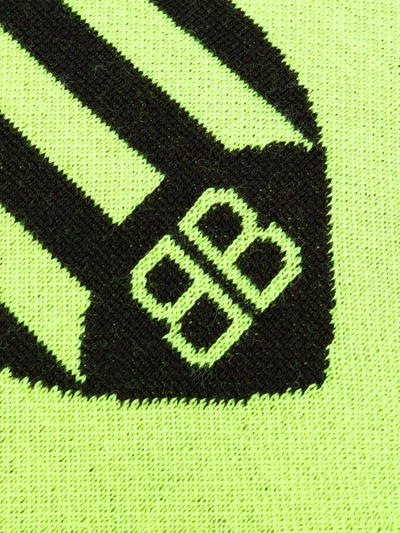 Shop Balenciaga Soccer Knitted Scarf In Yellow