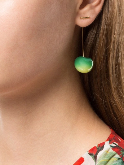 Shop E.m. Cherry Pendant Earrings In Green
