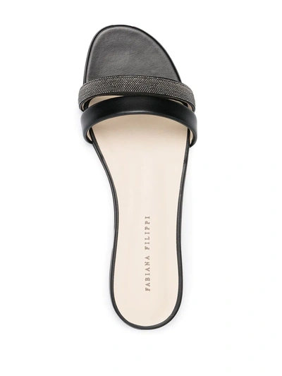 Shop Fabiana Filippi Rhinestone Strap Sandals In Black