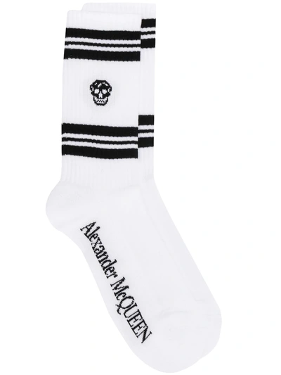 Shop Alexander Mcqueen Skull Knitted Socks In White