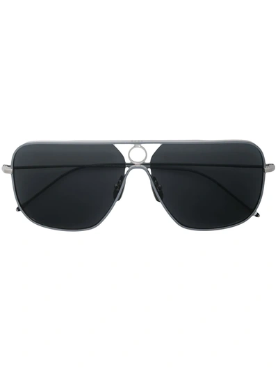 Shop Thom Browne Tinted Aviator Sunglasses In Silver