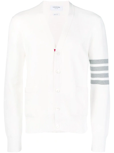 Shop Thom Browne 4-bar Milano Stitch Cardigan In White