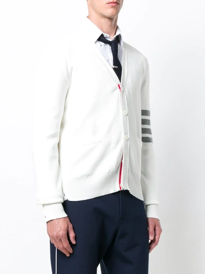 Shop Thom Browne 4-bar Milano Stitch Cardigan In White