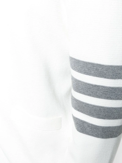 Thom Browne Stripe Sleeve Milano Stitch Cardigan In White