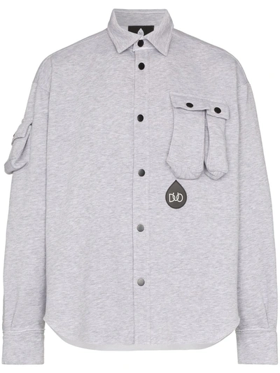 Shop Duo Button-up Jersey Shirt In Grey