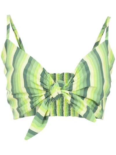 Shop Amir Slama Striped Cropped Top In Green