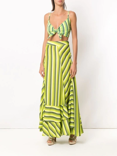 Shop Amir Slama Striped Cropped Top In Green