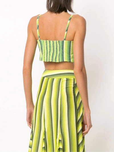 Shop Amir Slama Striped Cropped Top In Green