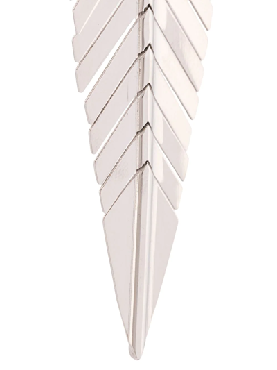 Cadar 18kt White Gold Large Feather Drop Earrings In Silver