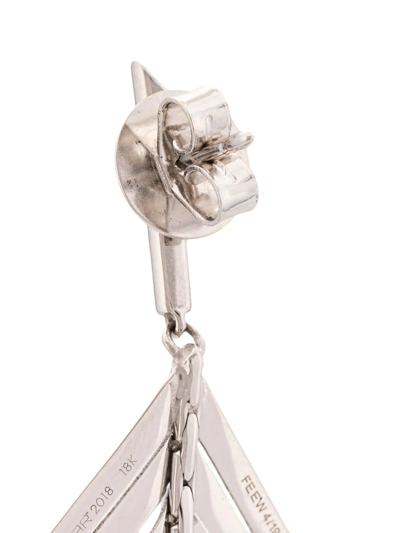 Cadar 18kt White Gold Large Feather Drop Earrings In Silver