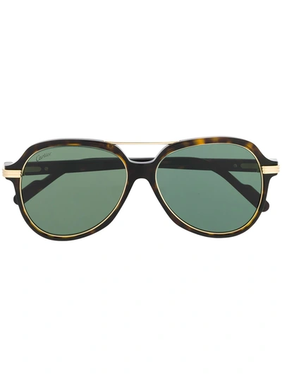 Shop Cartier C Décor Oversized-frame Sunglasses In Brown
